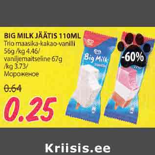 Allahindlus - BIG MILK JÄÄTIS 110ML