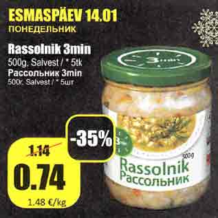 Allahindlus - rassolnik 3min 500g. Salvest