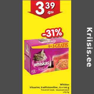 Allahindlus - Whiskas kiisueine, traditsiooniline, 12 x 100 g