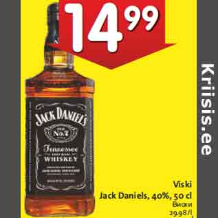 Allahindlus - Viski Jack Daniels, 40%, 50 cl