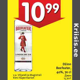 Allahindlus - Džinn Beefeater, 40%, 70 cl