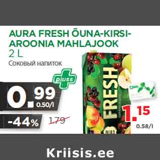 Allahindlus - AURA FRESH ÕUNA-KIRSIAROONIA MAHLAJOOK 2 L