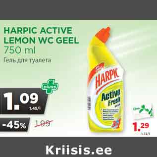 Allahindlus - HARPIC ACTIVE LEMON WC GEEL 750 ml