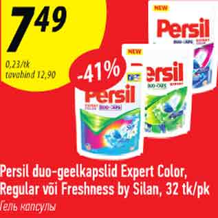 Allahindlus - Persil duo-geelkapslid Expert Color, Regular või Freshness by Silan, 32 tk/pk