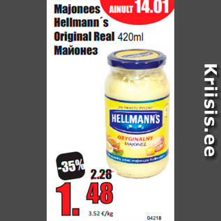 Allahindlus - Majonees Hellmann´s Original Real 420m