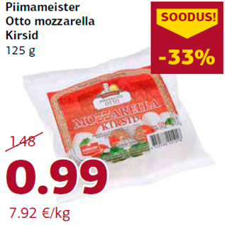 Allahindlus - Piimameister Otto mozzarella Kirsid 125 g