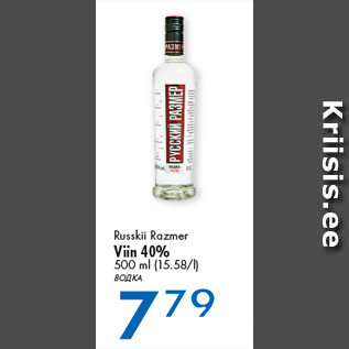 Allahindlus - Russkii Razmer Viin 40% 500 ml