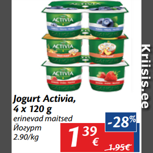 Allahindlus - Jogurt Activia, 4 x 120 g