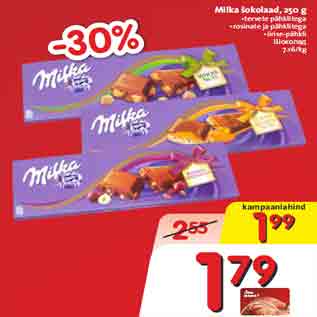 Allahindlus - Milka šokolaad, 250 g •tervete pähklitega •rosinate ja pähklitega •iirise-pähkli