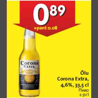 Allahindlus - Õlu Corona Extra, 4,6%, 33,5 cl