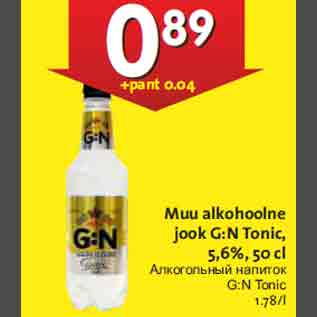 Allahindlus - Muu alkohoolne jook G:N Tonic, 5,6%, 50 cl