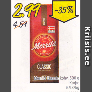 Allahindlus - Merrild Classic kohv, 500 g