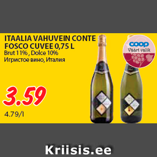 Allahindlus - ITAALIA VAHUVEIN CONTE FOSCO CUVEE 0,75 L