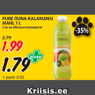 Allahindlus - PURE ÕUNA-KALAMANSI MAHL 1 L