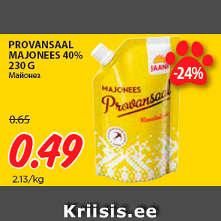 Allahindlus - PROVANSAAL MAJONEES 40% 230 G