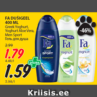 Allahindlus - FA DUŠIGEEL 400 ML