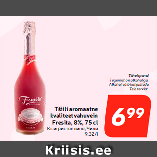 Allahindlus - Tšiili aromaatne kvaliteetvahuvein Fresita, 8%, 75 cl