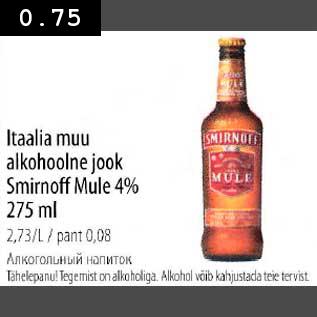 Allahindlus - Itaalia muu alkohoolne jook Smirnoff Mule 4% 275ml