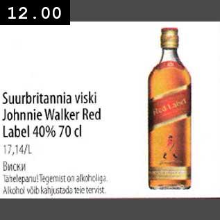 Allahindlus - Suurbritannia viski Johnnie Walker Red Label 40% 70cl