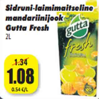 Allahindlus - Sidruni laimimaitseline mandariinijook Gutta Fresh 2L