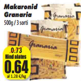 Allahindlus - Makaronid Granaria 500g / 3 sorti