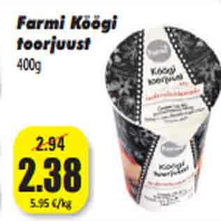 Allahindlus - Farmi Köögi toorjuust 400g