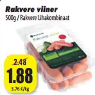 Allahindlus - Rakvere viiner 500g / Rakvere Lihakombinaat