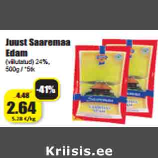 Allahindlus - Juust Saaremaa Edam (viilutatud) 24%, 500g / *5tk