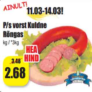 Allahindlus - P/s vorst Kuldne Rõngas kg / *3kg