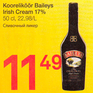 Allahindlus - Kooreliköör Baileys Irish Cream