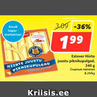 Allahindlus - Estover Hiirte juustu piknikupulgad, 240 g