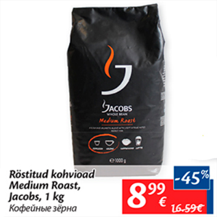 Allahindlus - Röstitud kohvioad Medium Roast, Jacobs, 1 kg