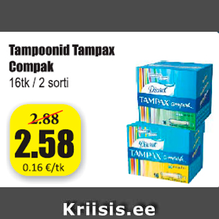 Allahindlus - Tampoonid Tampax Compak