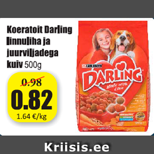 Allahindlus - Koeratoit Darling linnuliha ja juurviljadega kuiv 500 g