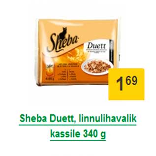 Allahindlus - Sheba Duett, linnulihavalik kassile 340 g