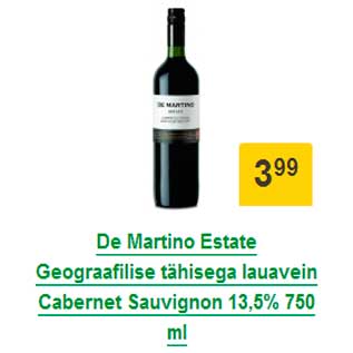 Allahindlus - De Martino Estate Geograafilise tähisega lauavein Cabernet Sauvignon 13,5% 750 ml