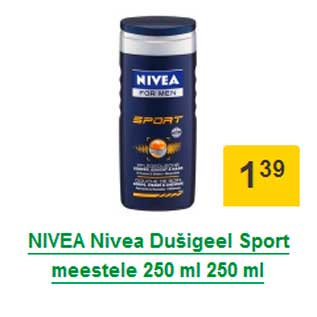 Allahindlus - NIVEA Nivea Dušigeel Sport meestele 250 ml