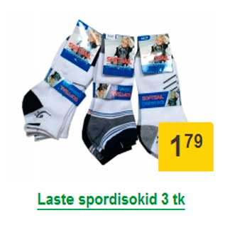 Allahindlus - Laste spordisokid 3 tk