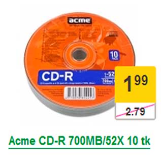 Allahindlus - Acme CD-R 700MB/52X 10 tk