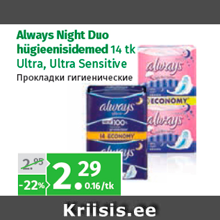 Allahindlus - Always Night Duo hügieenisidemed