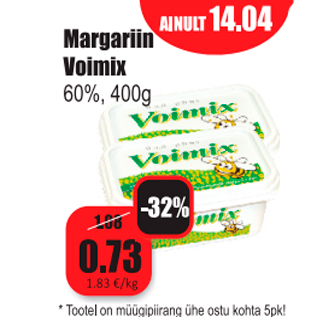 Allahindlus - Margariin Voimix 60%, 400 g