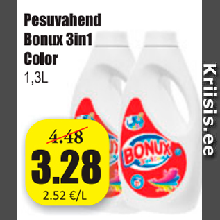 Allahindlus - Pesuvahend Bonux 3in1 Color 1,3 L