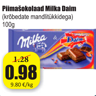 Allahindlus - Piimašokolaad Milka Daim