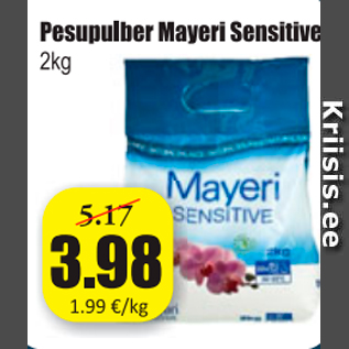 Allahindlus - Pesupulber Mayeri Sensitive 2 kg