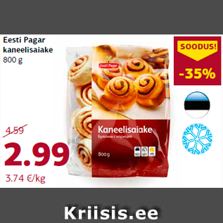 Allahindlus - Eesti Pagar kaneelisaiake 800 g