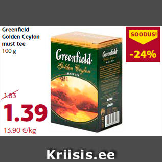 Allahindlus - Greenfield Golden Ceylon must tee 100 g