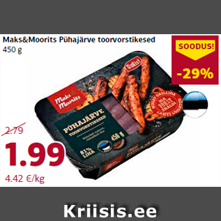 Allahindlus - Maks&Moorits Pühajärve toorvorstikesed 450 g