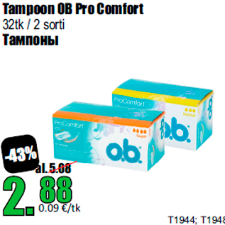 Allahindlus - Tampoon OB Pro Comfort