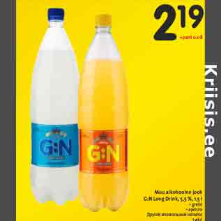 Allahindlus - Muu alkohoolne jook G:N Long Drink, 5,5 %, 1,5 l • greibi • apelsini