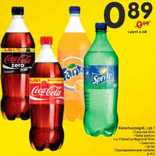 Allahindlus - Karastusjoogid, 1,25 l • Coca-cola Zero • Fanta apelsini • Coca-cola • Sprite